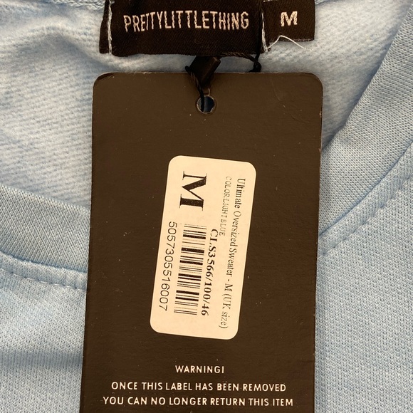 NWT Pretty Little Thing Ultimate Oversized Sweater Light Blue - Size M - Picture 4 of 5